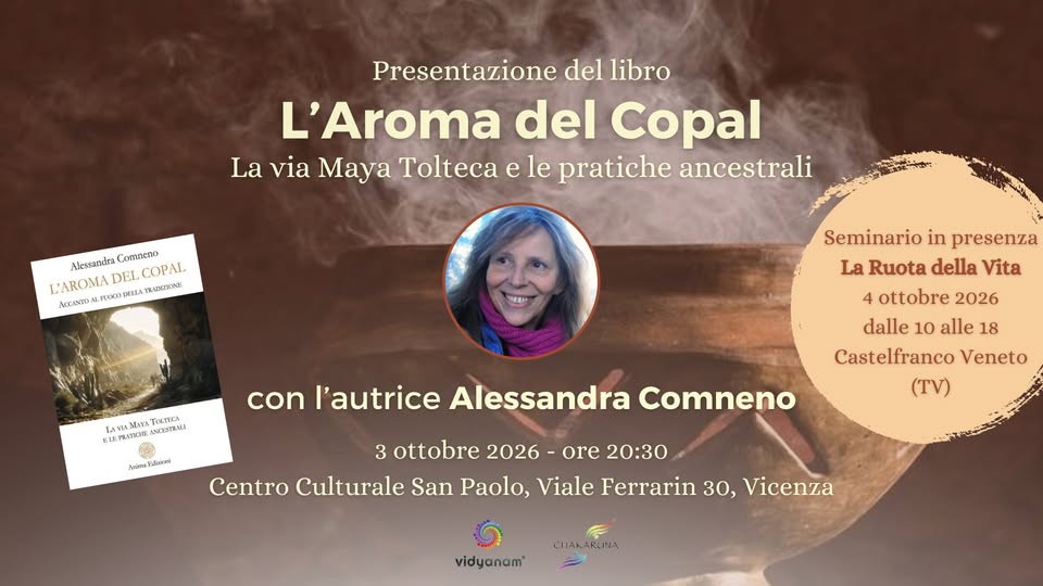 Evento Presentazione del libro “L’Aroma del Copal” con Alessandra Comneno Locandina Presentazione del libro “L’Aroma del Copal” con Alessandra Comneno - sabato 3 ottobre ore 20:30 - 22:30