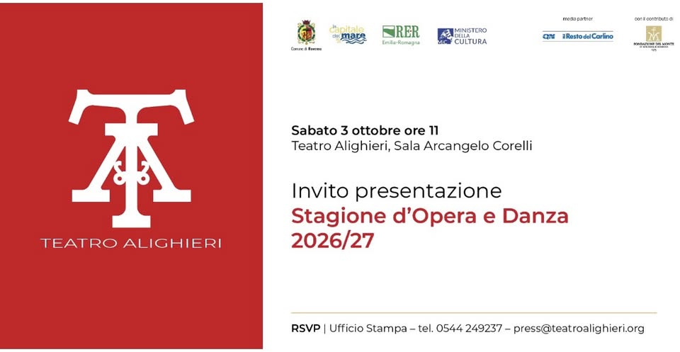 Evento Presentazione Stagione Opera & Danza Locandina Presentazione Stagione Opera & Danza - sabato 3 ottobre ore 11:00 - 13:00
