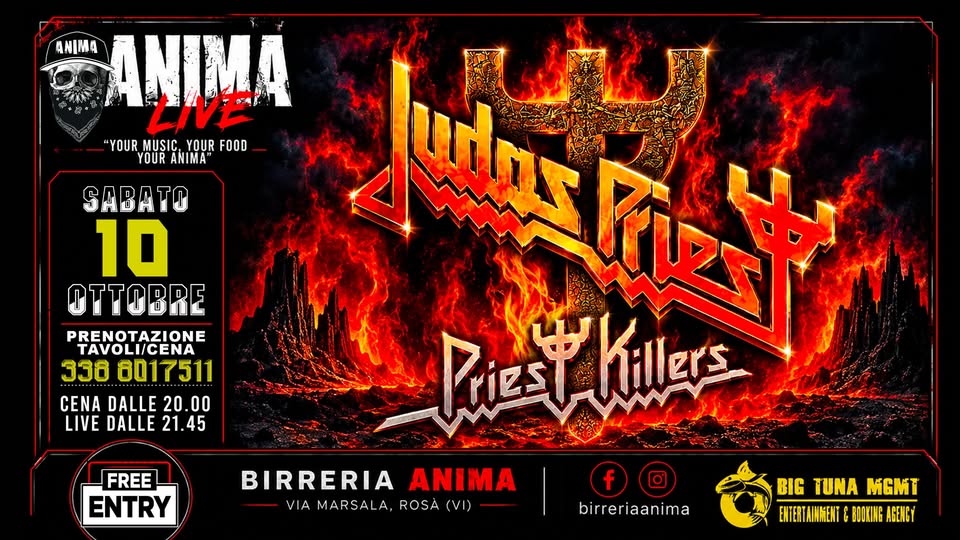 Evento Priestkillers – Judas Priest Tribute @Anima (Cena Live) Locandina Priestkillers – Judas Priest Tribute @Anima (Cena Live) - sabato 10 ottobre ore 21:45 - 23:45