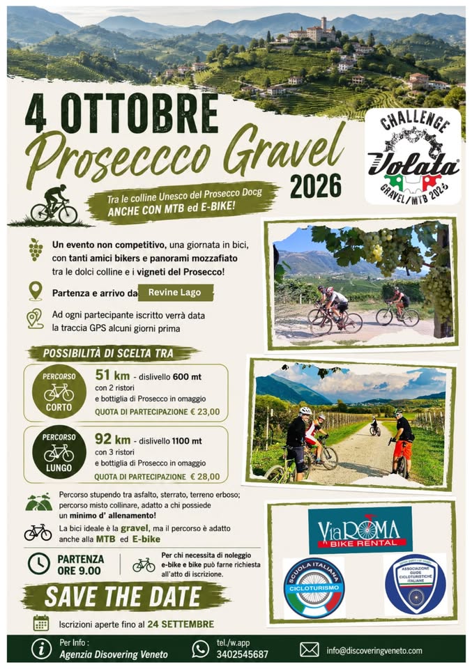 Evento Prosecco Gravel 2026 Locandina Prosecco Gravel 2026 - domenica 4 ottobre ore 08:30 - 16:30