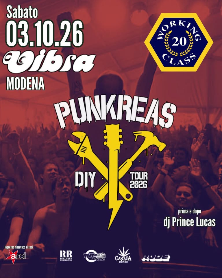 Evento Punkreas live workingclass20th Locandina Punkreas live workingclass20th - sabato 3 ottobre ore 21:00 - 03:30