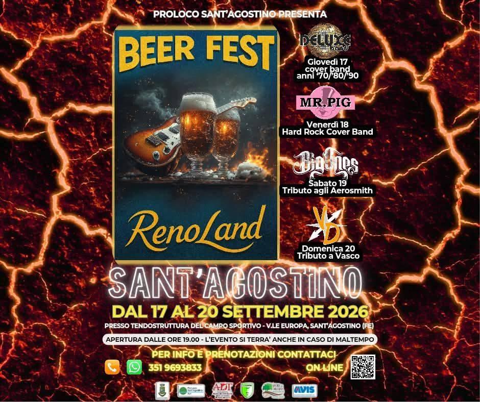 Evento Renoland Beer Fest Locandina Renoland Beer Fest - da giovedì 17 settembre - domenica 20 settembre 2026 ore 19:30 ore 23:59