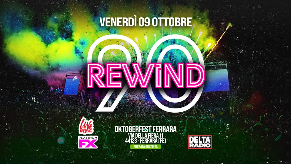 Evento Rewind90 – Oktoberfest Ferrara Locandina Rewind90 – Oktoberfest Ferrara - venerdì 9 ottobre ore 22:00 - 00:00