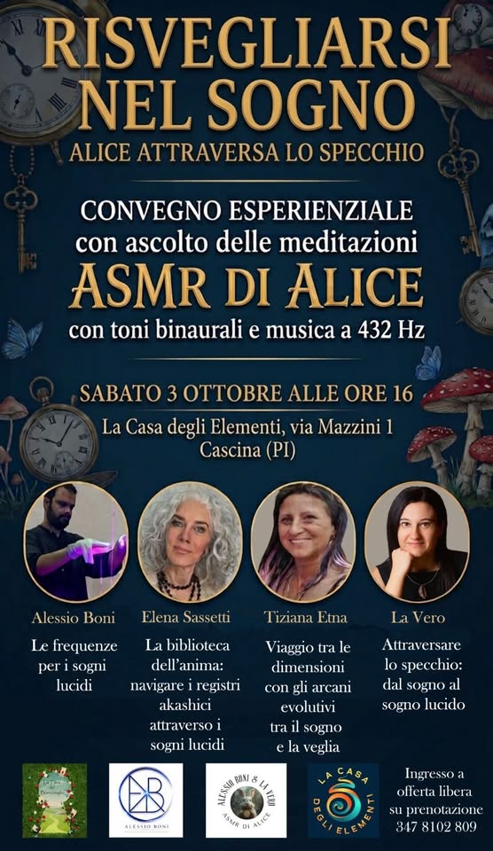 Evento Risvegliarsi nel sogno, Alice attraversa lo specchio Locandina Risvegliarsi nel sogno, Alice attraversa lo specchio - sabato 3 ottobre ore 16:00 - 18:00