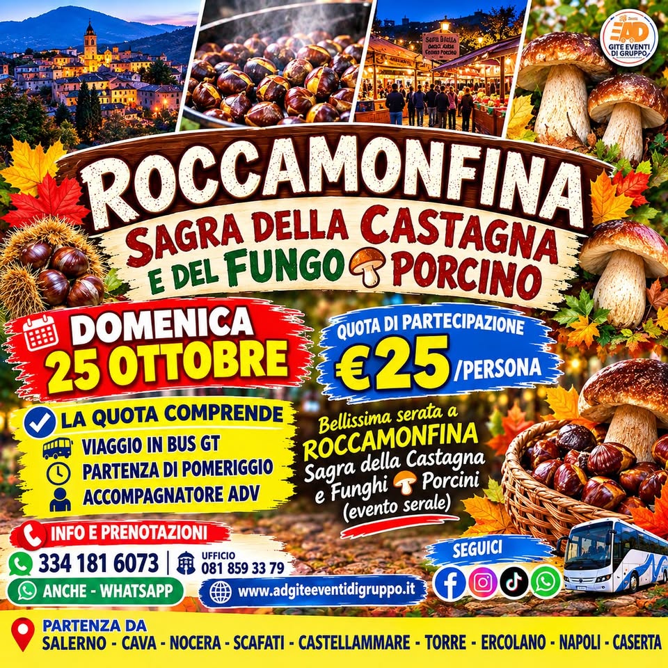 Evento Roccamonfina Sagra Della Castagna E Del Fungo Porcino Domenica 25/Ottobre Locandina Roccamonfina Sagra Della Castagna E Del Fungo Porcino Domenica 25/Ottobre - domenica 25 ottobre ore 15:00 - 22:30