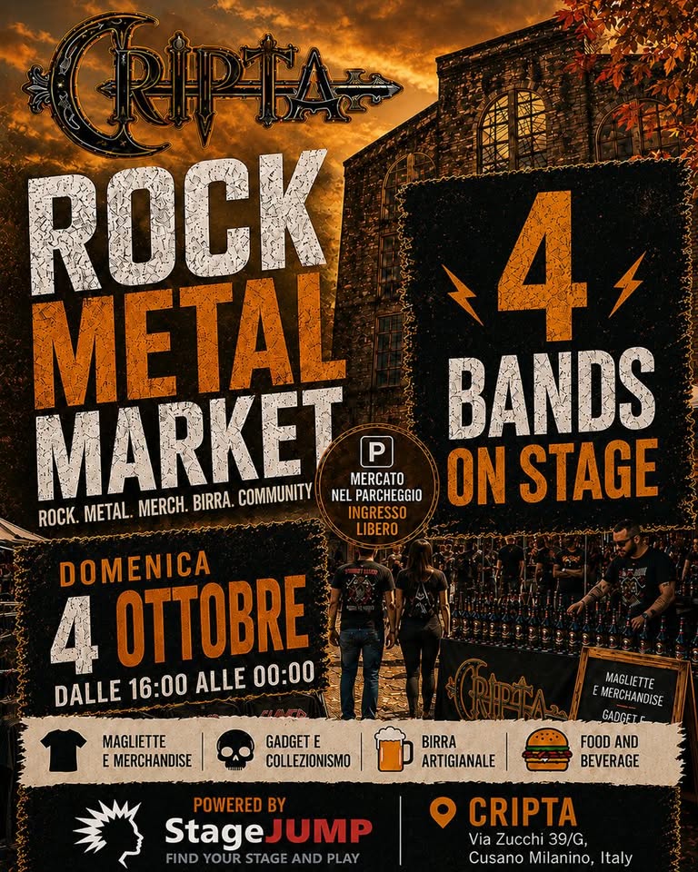 Evento Rock Metal Market – Cripta Club Locandina Rock Metal Market – Cripta Club - domenica 4 ottobre ore 14:00 - 22:00
