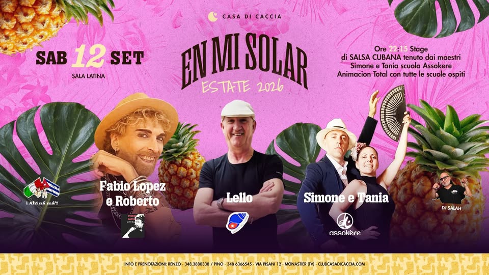 Evento Sabato 12 Settembre Sala Latina Locandina Sabato 12 Settembre Sala Latina - sabato 12 settembre ore 18:00 - 20:00
