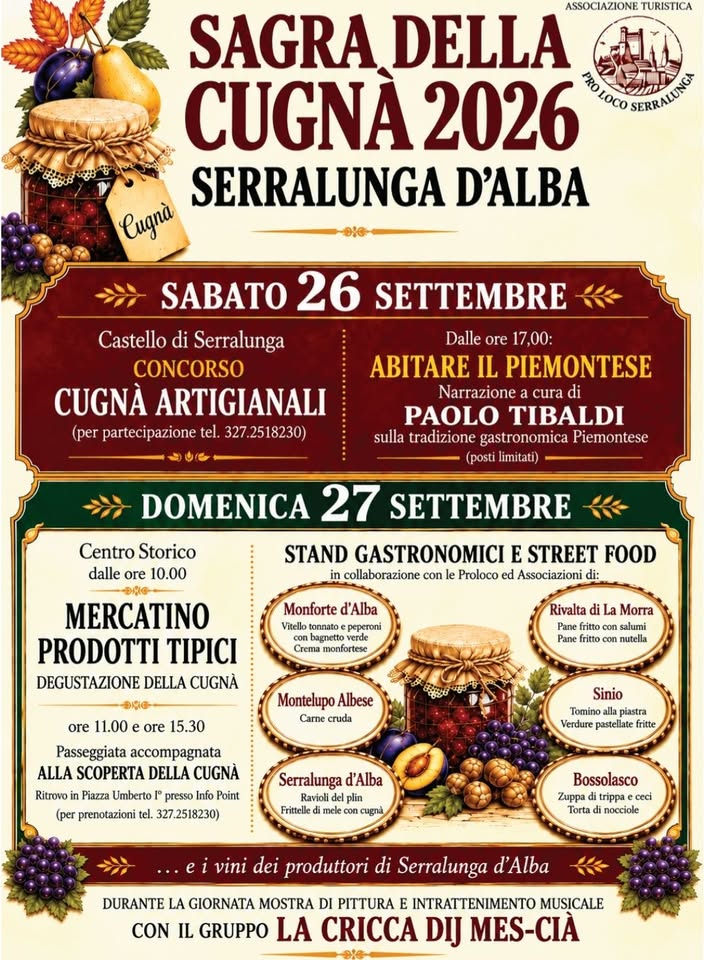 Evento Sagra della Cugnà Locandina Sagra della Cugnà - domenica 27 settembre ore 11:00 - 12:00