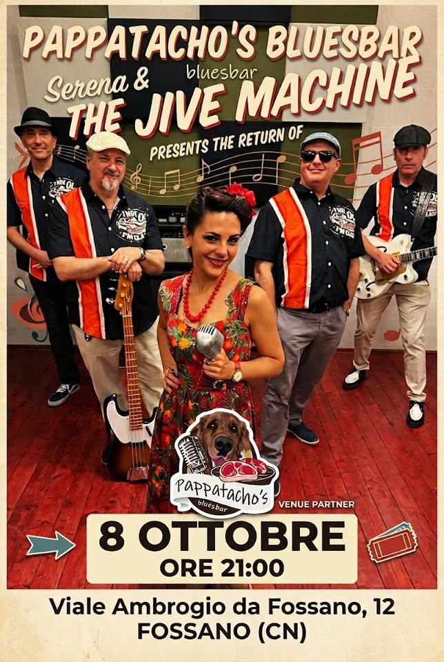 Evento Serena & Jive Machines live – Pappatachos Blues Bar Locandina Serena & Jive Machines live – Pappatachos Blues Bar - giovedì 8 ottobre ore 21:00 - 23:00