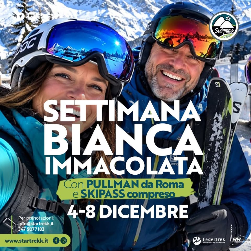 Evento Settimana Bianca Immacolata Con Startrekk Locandina Settimana Bianca Immacolata Con Startrekk - da venerdì 4 dicembre - martedì 8 dicembre 2026 ore 17:00 ore 16:00