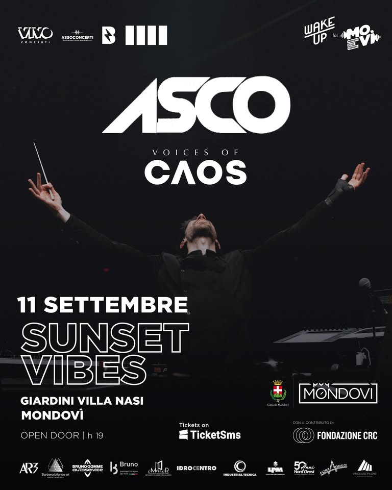 Evento Sunset Vibes – ASCO LiveTour Mondovì Venerdì 11 Settembre Locandina Sunset Vibes – ASCO LiveTour Mondovì Venerdì 11 Settembre - venerdì 11 settembre ore 19:00 - 21:00