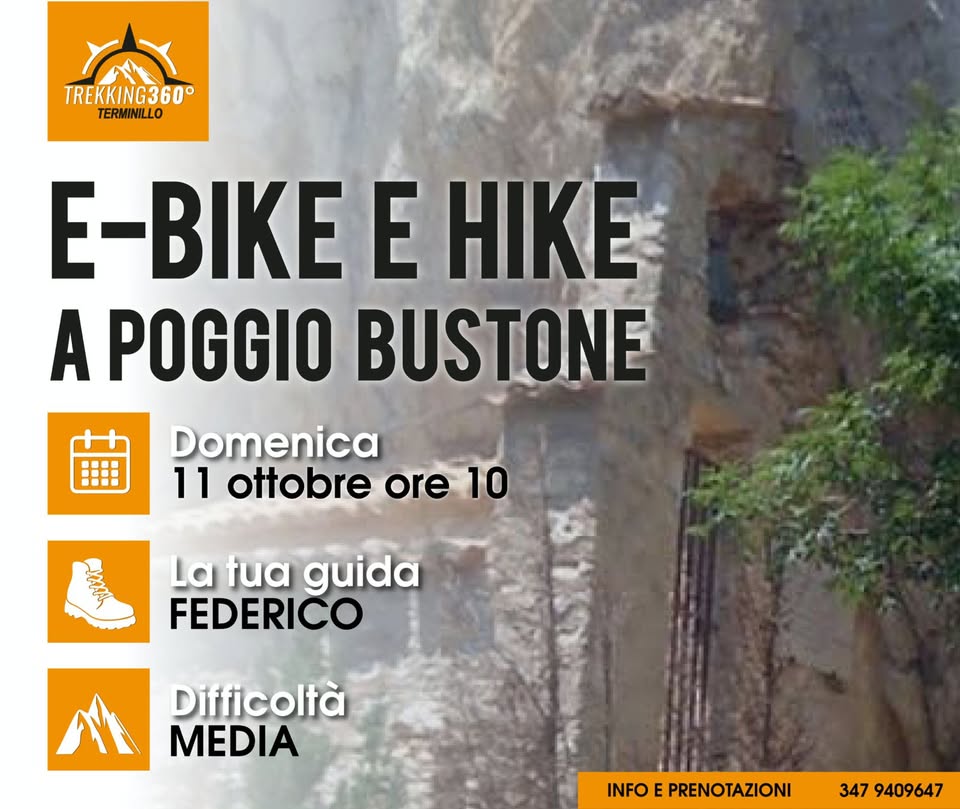 Evento Tour in E – Bike e Hike a Poggio Bustone Locandina Tour in E – Bike e Hike a Poggio Bustone - domenica 11 ottobre ore 10:00 - 13:00