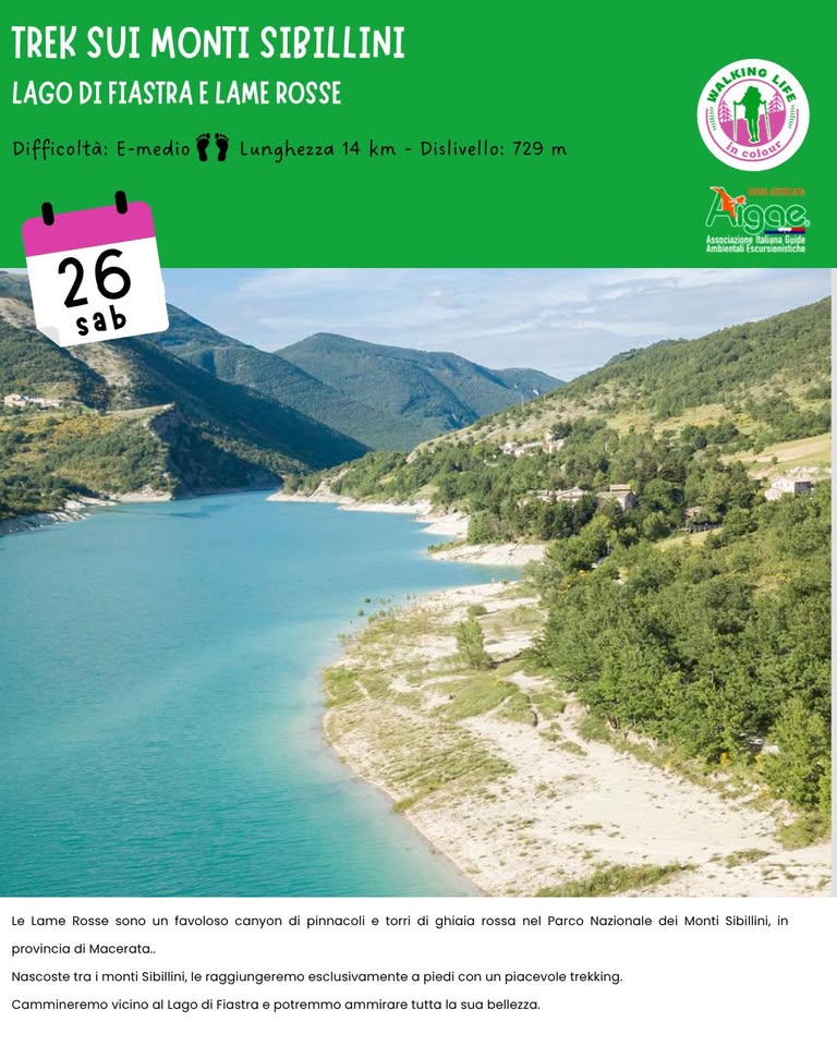 Evento Trek Monti Sibilllini Lago Di Fiastra E Lame Rosse Locandina Trek Monti Sibilllini Lago Di Fiastra E Lame Rosse - sabato 26 settembre ore 10:00 - 16:00