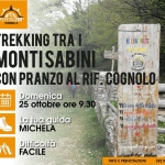 Immagine evento Trekking tra i Monti Sabini con pranzo al Rifugio Cognolo a Rieti (RI) Trekking tra i Monti Sabini con pranzo al Rifugio Cognolo a Rieti (RI) il 25 ottobre 2026