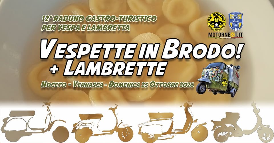 Evento Vespette e Lambrette in Brodo VIB26 Locandina Vespette e Lambrette in Brodo VIB26 - domenica 25 ottobre ore 09:00 - 11:00