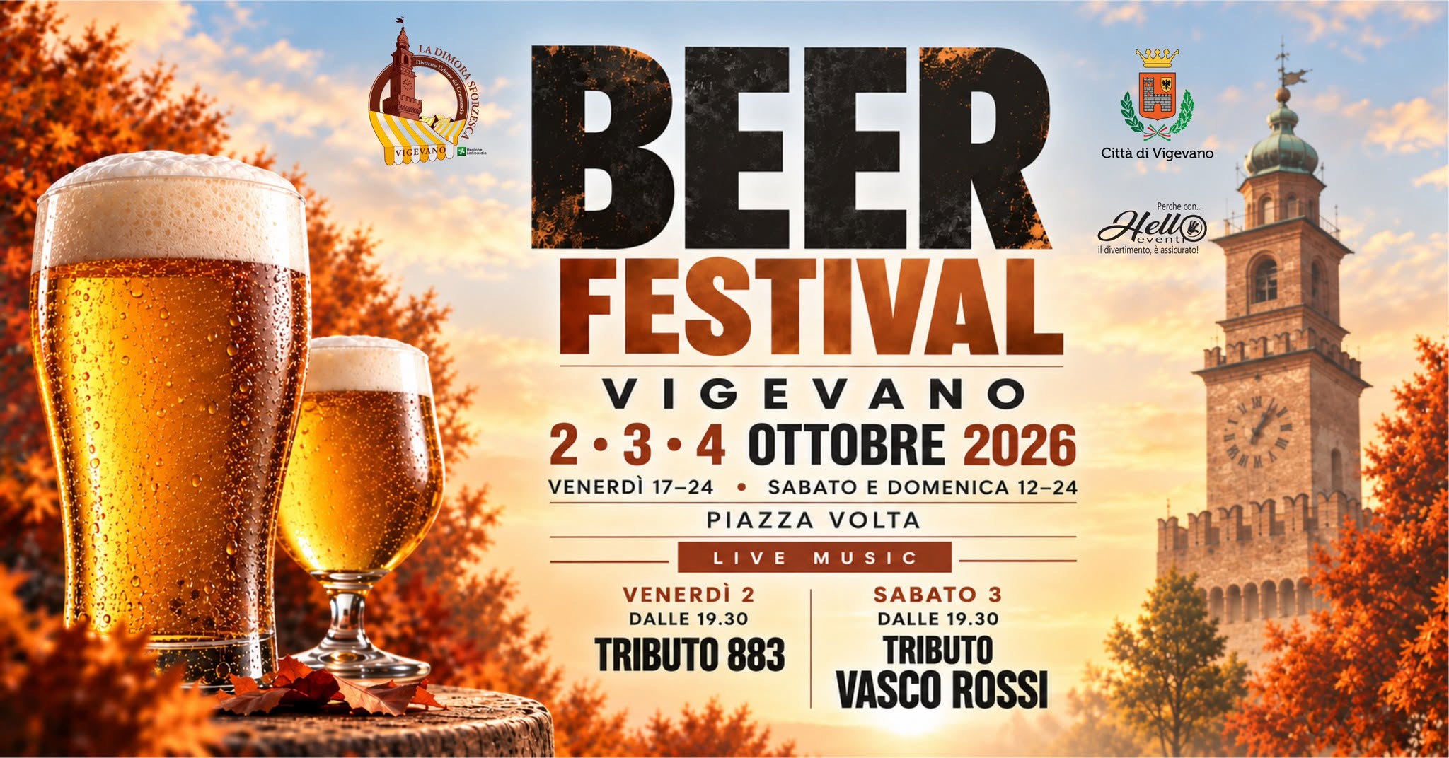 Evento Vigevano Beer Festival 2026 Locandina Vigevano Beer Festival 2026 - da venerdì 2 ottobre - domenica 4 ottobre 2026 ore 17:00 ore 23:30