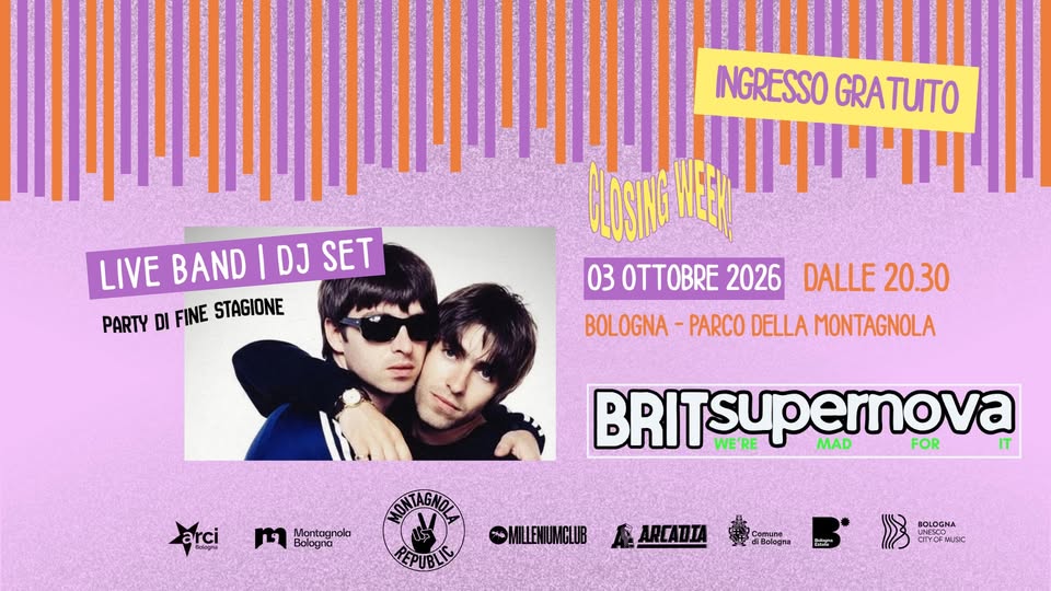 Evento BRIT SUPERNOVA party – dj set live band – Montagnola Republic Locandina BRIT SUPERNOVA party – dj set live band – Montagnola Republic - sabato 3 ottobre ore 20:30 - 22:30