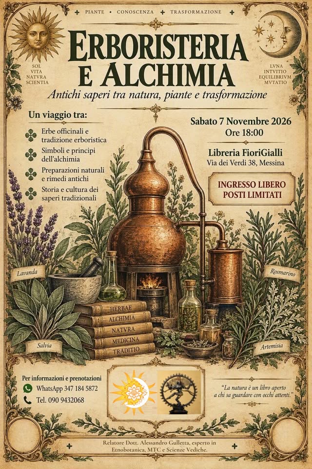 Evento Erboristeria e Alchimia Antichi Saperi tra Natura, Piante e Trasformazione Locandina Erboristeria e Alchimia Antichi Saperi tra Natura, Piante e Trasformazione - sabato 7 novembre ore 18:00 - 20:00