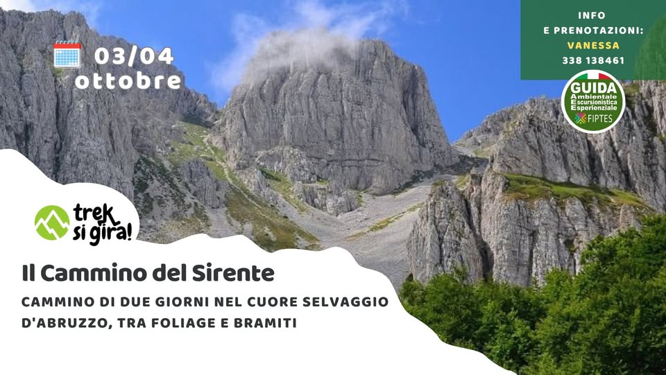 Evento Il Cammino del Sirente due giorni nel cuore selvaggio d’Abruzzo tra foliage e bramiti Locandina Il Cammino del Sirente due giorni nel cuore selvaggio d’Abruzzo tra foliage e bramiti - da sabato 3 ottobre - domenica 4 ottobre 2026 ore 09:30 ore 17:00