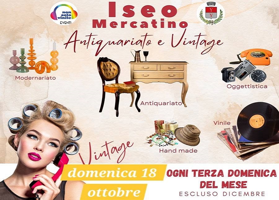 Evento mercato handmade vintage antiquariato ISEO bs domenica 18 ottobre Locandina mercato handmade vintage antiquariato ISEO bs domenica 18 ottobre - domenica 18 ottobre ore 09:00 - 11:00