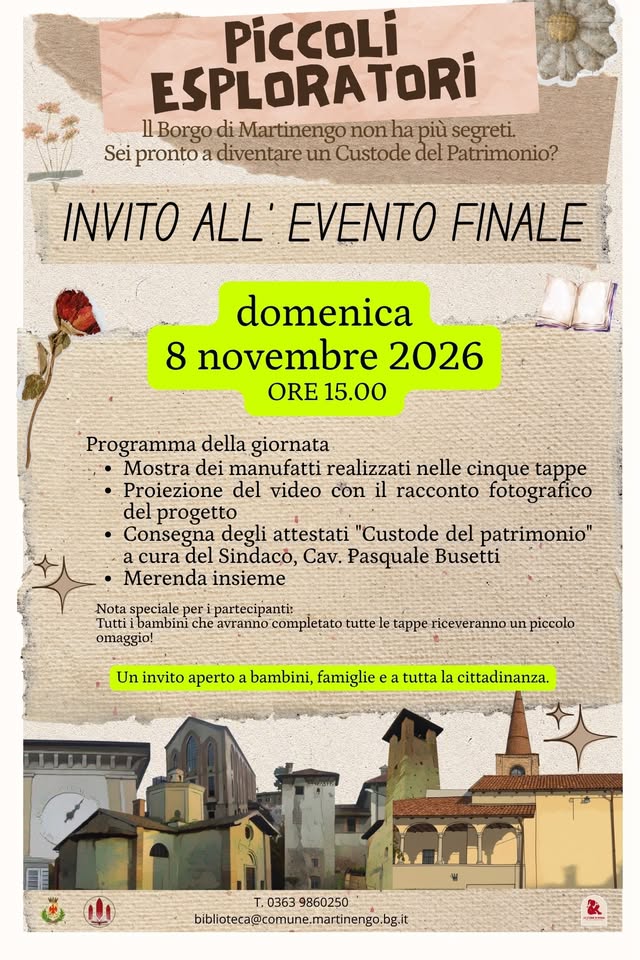 Evento Piccoli esploratori evento finale Locandina Piccoli esploratori evento finale - domenica 8 novembre ore 15:00 - 17:00