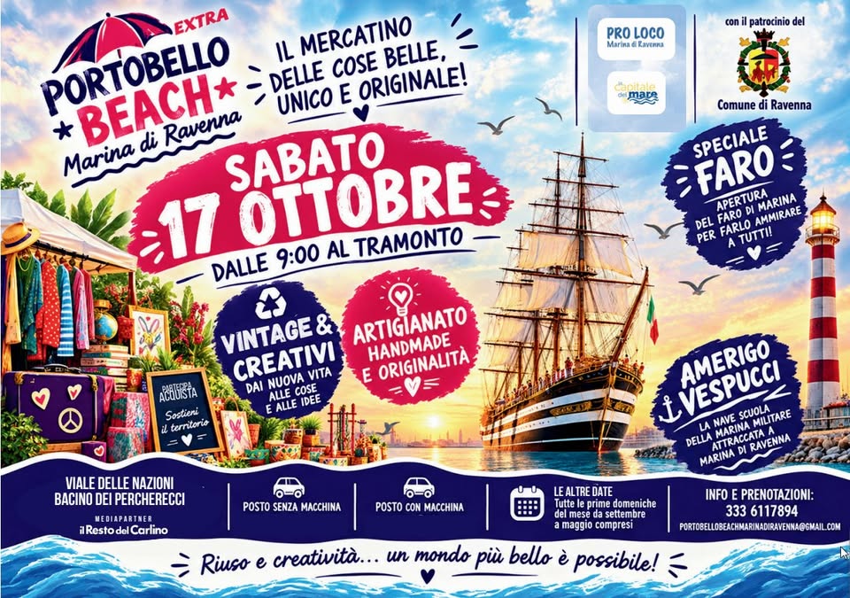 Evento Portobello EXTRA Sabato 17 Ottobre a Marina con la Vespucci Locandina Portobello EXTRA Sabato 17 Ottobre a Marina con la Vespucci - sabato 17 ottobre ore 09:00 - 19:00