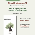 Immagine evento Presentazione del romanzo “Mare di argilla per Viola” di Maria Beatrice Masella a San Pietro in Casale (BO) May be a graphic of tree and text